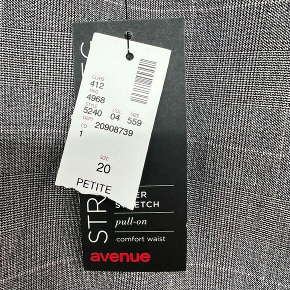 NWT Avenue Pants Women 20P Gray Plaid Straight Leg Super Stretch Pull-on Trouser - Picture 5 of 9